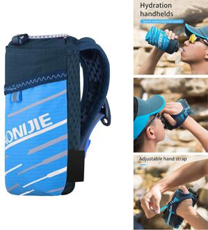 Handheld Water Fles Opbergtas Telefoon Houder Pouch Hydratatie Pack Sport blauw