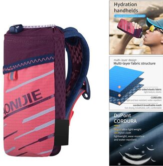 Handheld Water Fles Opbergtas Telefoon Houder Pouch Hydratatie Pack Sport roze