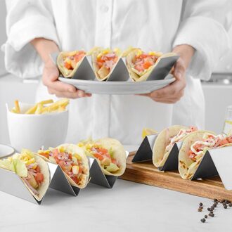 Handig Wave Rvs Pie Rack Taco Holder Stand Rack Lade Oven Mexicaanse Kip Roll Rack Lade # YL10