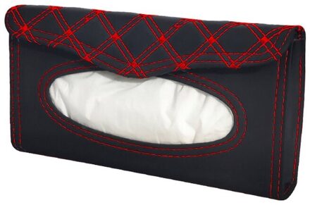 Handige Auto Tissue Bag Zonneklep Tissue Doos Handdoek Set Houder Auto Interieur Opslag Decoratie Plaid Tissue Doos Auto Accessoire Rood