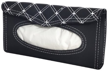 Handige Auto Tissue Bag Zonneklep Tissue Doos Handdoek Set Houder Auto Interieur Opslag Decoratie Plaid Tissue Doos Auto Accessoire wit