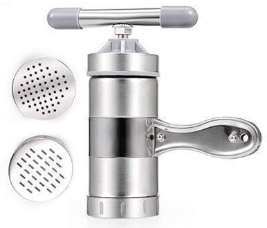 Handige Handleiding Keuken Pasta Noodle Maker Spaghetti Druk Pates Machine Groente Fruit Juicer Persmachine Rvs met 2stk Mold heads