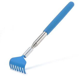 Handige Intrekbare Handgreep Vijf-Tand Zachte Massage Gereedschap Terug Scratcher Krassen Apparaat Voor Ouderen Hand Grip Verlichten Jeuk blauw