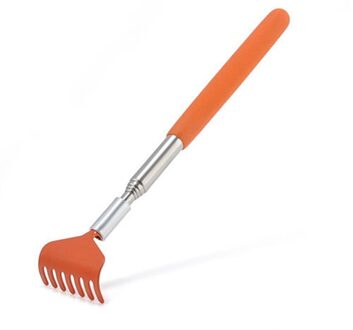 Handige Intrekbare Handgreep Vijf-Tand Zachte Massage Gereedschap Terug Scratcher Krassen Apparaat Voor Ouderen Hand Grip Verlichten Jeuk oranje