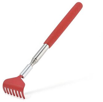 Handige Intrekbare Handgreep Vijf-Tand Zachte Massage Gereedschap Terug Scratcher Krassen Apparaat Voor Ouderen Hand Grip Verlichten Jeuk rood