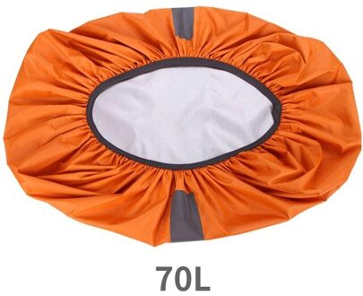 Handige Rugzak Regenjas 2 Kleur Waterdicht Camo Mode Reflecterende Cover Wandelen Nylon Duurzaam Bagage Bag Case Fietsen oranje 70L