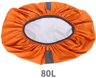 Handige Rugzak Regenjas 2 Kleur Waterdicht Camo Mode Reflecterende Cover Wandelen Nylon Duurzaam Bagage Bag Case Fietsen oranje 80L