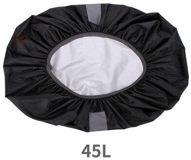 Handige Rugzak Regenjas 2 Kleur Waterdicht Camo Mode Reflecterende Cover Wandelen Nylon Duurzaam Bagage Bag Case Fietsen zwart 45L