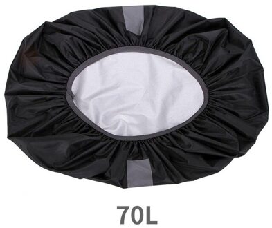 Handige Rugzak Regenjas 2 Kleur Waterdicht Camo Mode Reflecterende Cover Wandelen Nylon Duurzaam Bagage Bag Case Fietsen zwart 70L