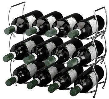Handige RVS wijnrek voor 12 flessen - Wijnrekken Zilverkleurig