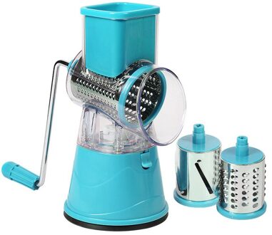 Handleiding Groente Aardappel Roller Cutter Rvs Blade Keuken Slicer Roller Snijmachine Handheld Voedsel Processor blauw