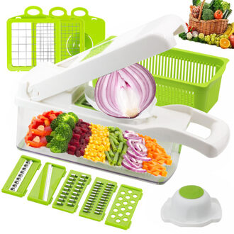 Handleiding Mandoline Groente Chopper Cutter Verstelbare Voedsel Rasp Roestvrij Staal Ui Aardappel Shredder Keuken Groente Gereedschap een style-wit