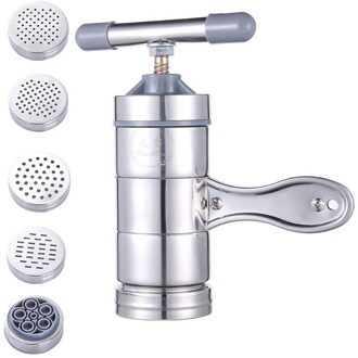 Handleiding Noodle Maker Druk Pastamachine Crank Cutter Vruchten Juicer Kookgerei Met 5 Drukken Moulds Maken Spaghetti Keukengerei licht grijs