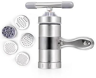 Handleiding Noodle Maker Huishoudelijke Pasta 'S Making Machine Presse Pastamachine Vruchten Juicer 5 Verschillende Mallen Rvs 5 Mold heads