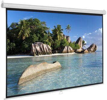 Handleiding Pull Down Projector Screen 60 72 84 Inch16: 9 Self Locking Mat Wit Projectiescherm Voor Home Theater Outdoor Cinema 72 duim