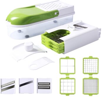 Handleiding Roestvrij Staal Slicer Groente Keuken Tool Multifunctionele Vervangbare Slice Groente Groente Cutter Groen + Wit