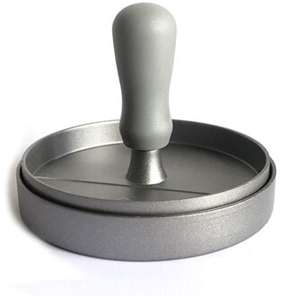 Handleiding Ronde Hamburger Vlees Druk Aluminium Non-stick Coating Schnitzels Mold Rundvlees Grill Burger Patty Maker Keuken Gereedschap grijs handvat