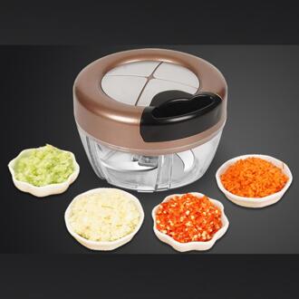 Handleiding Voedsel Chopper Voor Groente Fruit Noten Uien Chopper Hand Pull Vleesmolen Mixer Keukenmachine Keuken Tool goud kort