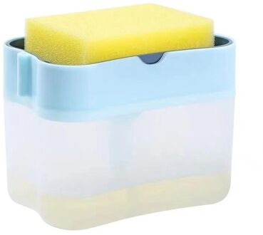 Handpers Zeepdispenser Met Spons Houder Reinigingsvloeistof Pomp Dispenser Container Thuis Badkamer Keuken Zeepdispenser Abs blauw