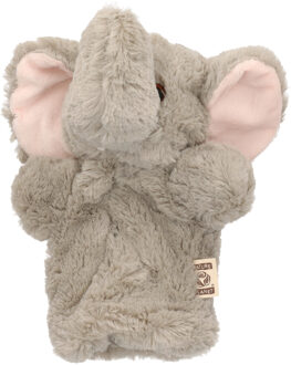 Handpop / knuffel olifant pluche 22 cm - Handpoppen Grijs