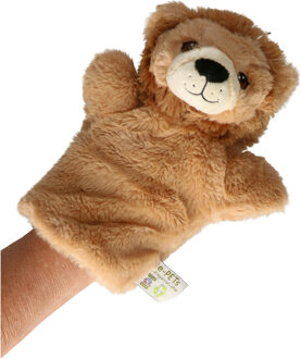 handpop Leeuw - 24 cm - poppenkast dieren poppen - bruin