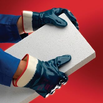 Handschoen | maat 10 wit/blauw | BW-jersey met nitril | EN 388 PSA-categorie II | 12 paar - 27-805-10 27-805-10