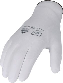 Handschoen | maat 10 wit | EN 388 PSA-categorie II | nylon met polyurethaan | 12 paar - 3700/10/70 3700/10/70