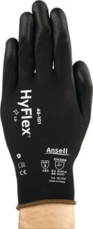 Handschoen | maat 7 zwart | EN 388 PSA-categorie II | nylon met polyurethaan | 12 paar - 48-101-7 - 48-101-7