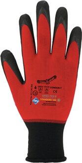Handschoen | maat 9 rood/zwart | 98 % polyamide/2 % elastan met nitrilmic | EN 388 EN 407 PSA-categorie II | 12 paar - CONDOR-T/9 CONDOR-T/9