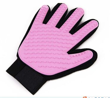 Handschoen Voor Dier Hond Haar Borstel Kam Handschoen Voor Katten Huisdier Reiniging Massage Grooming Supply Furmins Vinger Reiniging Haar handschoen Roze / rechtsaf hand