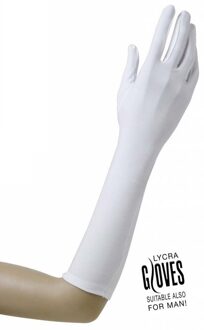 Handschoenen lycra wit 37cm Wit - Transparant