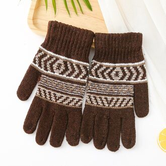 Handschoenen Mannen Gedrukt Alle Match Koude-proof Full Vinger Mens Warme Wanten Dikkere Handschoen Gebreide winter Chic bruin