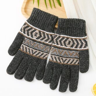 Handschoenen Mannen Gedrukt Alle Match Koude-proof Full Vinger Mens Warme Wanten Dikkere Handschoen Gebreide winter Chic grijs