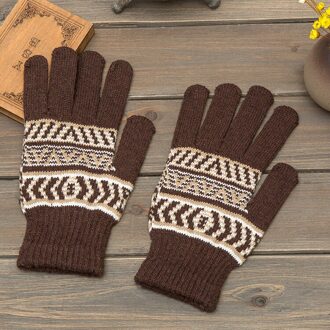 Handschoenen Mannen Gestreepte Eenvoudige Leisure Warm Breien Zachte Winter Outdoor Fiets Handschoen Heren Daily Volledige Vinger Wanten Chic bruin