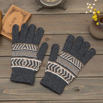 Handschoenen Mannen Gestreepte Eenvoudige Leisure Warm Breien Zachte Winter Outdoor Fiets Handschoen Heren Daily Volledige Vinger Wanten Chic grijs