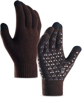 Handschoenen Mannen Winter Volledige Vinger Touchscreen Zachte Dikkere Warm Breien antislip Fiets Outdoor Handschoen Mens Trendy Dagelijks Wanten bruin
