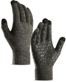 Handschoenen Mannen Winter Volledige Vinger Touchscreen Zachte Dikkere Warm Breien antislip Fiets Outdoor Handschoen Mens Trendy Dagelijks Wanten grijs