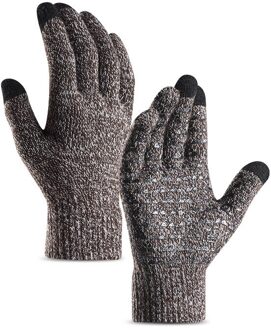Handschoenen Mannen Winter Volledige Vinger Touchscreen Zachte Dikkere Warm Breien antislip Fiets Outdoor Handschoen Mens Trendy Dagelijks Wanten khaki