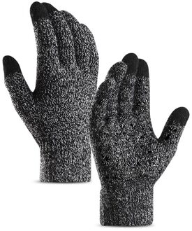Handschoenen Mannen Winter Volledige Vinger Touchscreen Zachte Dikkere Warm Breien antislip Fiets Outdoor Handschoen Mens Trendy Dagelijks Wanten wit