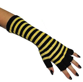 Handschoenen Neon gestreept Geel Vingerloos Multikleur - Print