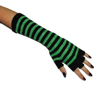 Handschoenen Neon gestreept Groen Vingerloos