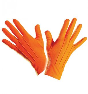 Handschoenen oranje kort - Verkleedhandschoenen