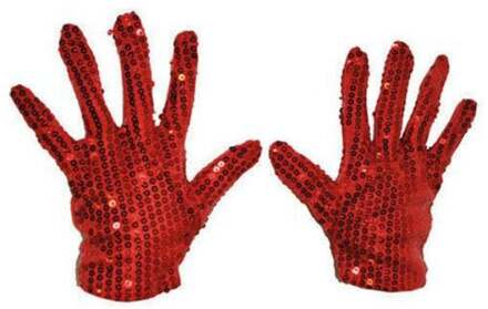 Handschoenen Rood Pailletten Rood - Zalm