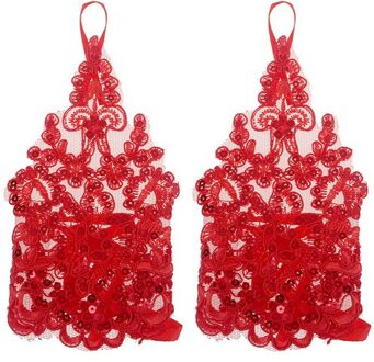 Handschoenen Voor Meisjes Prinses Handschoenen Meisjes Trouwjurk Handschoen Kostuum Accessoire Kant Diamant Prestaties Fotografie Rood