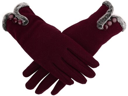 Handschoenen Winter Warm Novelty Vrouwen Kasjmier Warm Houden Rijden Volledige Vinger Handschoenen Screen Перчатки Guantes De Otoño E Invierno. wijn rood