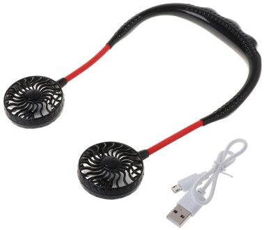 Handsfree Neck Band Opknoping Fan Usb Oplaadbare Dual Fan Mini Luchtkoeler 3 Speed Verstelbare Voor Zomer Outdoor gebruik zwart