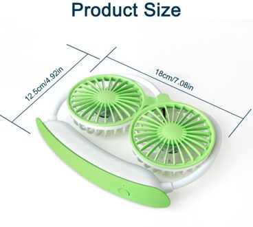 Handsfree Opknoping Hals Fan Draagbare Nekband Fan Usb Oplaadbare 3 Speed Wearable Persoonlijke Koelventilator Verstelbare Arm groen