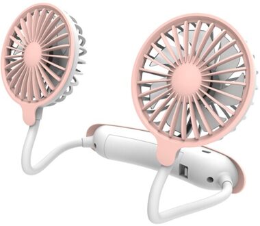 Handsfree Opknoping Hals Fan Draagbare Nekband Fan Usb Oplaadbare 3 Speed Wearable Persoonlijke Koelventilator Verstelbare Arm roze