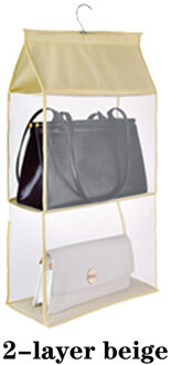 Handtas Drie-Dimensionale Opknoping Garderobe Opbergtas Gaas Mesh Handtas Opbergtas Drie-Dimensionale Opslag Opknoping Tas Beige 2 layers