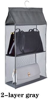 Handtas Drie-Dimensionale Opknoping Garderobe Opbergtas Gaas Mesh Handtas Opbergtas Drie-Dimensionale Opslag Opknoping Tas grijs 2 layers